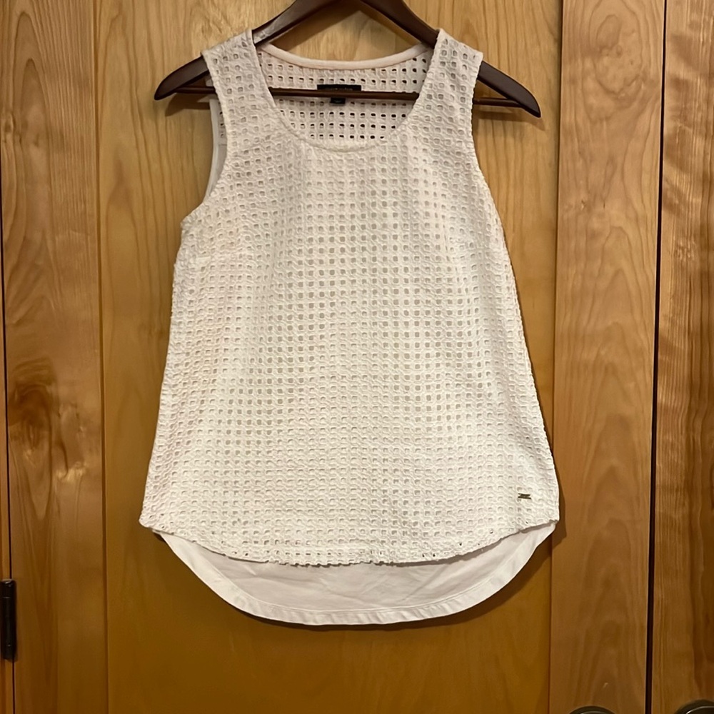 Tommy Hilfiger Eyelet crochet white sleeveless top tank Sz S